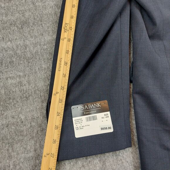 Jos. A. Bank Executive Suit Men's 50L 45W 46x31 Traditional Fit Navy Blue Wool - Picture 6 of 14